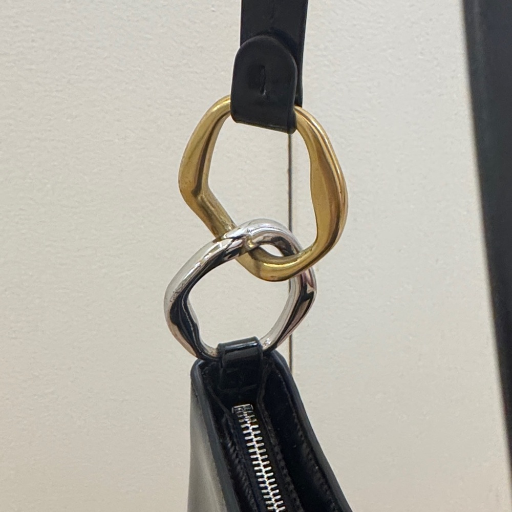 STAUD Black Shoulder Bag with Mixed Metal Rings - Picture 5 of 8